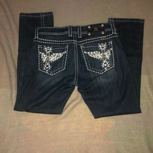 Miss Me jean capris, size 29, dark wash, worn